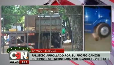 Hombre muere arrollado por su propio camión