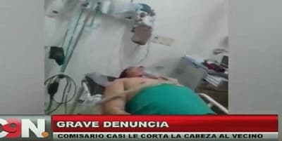 Comisario acuchilló a su vecino, denuncian