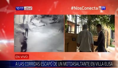 Adulto mayor huye a pie de motochorros