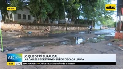 Raudal deja calles destrozadas en Asunción y Lambaré