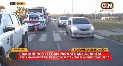 Manifestación de camioneros se instala en Asunción