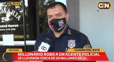 Suboficial denuncia robo de G. 20 millones