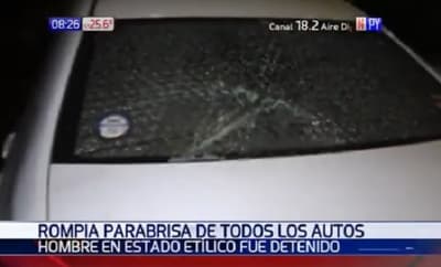 Detienen a hombre denunciado por destrozar parabrisas de vehículos