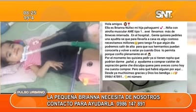 Piden ayuda para niña que padece de atrofia muscular espinal