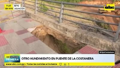 Reportan hundimiento en puente de la Costanera de Asunción