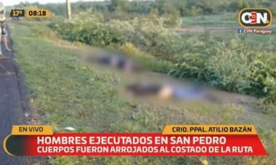 Hallan dos cadáveres al costado de la ruta en San Pedro