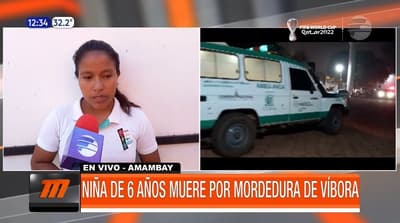 Niña nativa muere a causa de mordedura de serpiente 