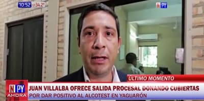 Villalba donará cubiertas a patrullera luego de dar positivo a alcotest