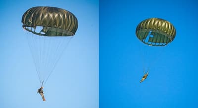 Abdo Benítez se lanza en paracaídas durante festejos 