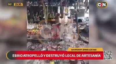Hombre choca contra local y destruye artesanías en Areguá, reportan
