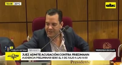 Juez admite imputación en contra del senador Rodolfo Friedmann