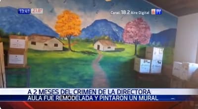 Alumnos llenan de arte aula donde fue asesinada docente en Independencia
