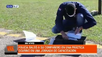 Policía hiere de un balazo a su camarada en una práctica