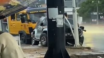 Accidente en la ex Transchaco: conductor se quedó dormido y chocó contra cartel del MOPC