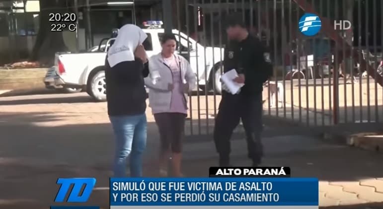 Simuló asalto en el día de su casamiento