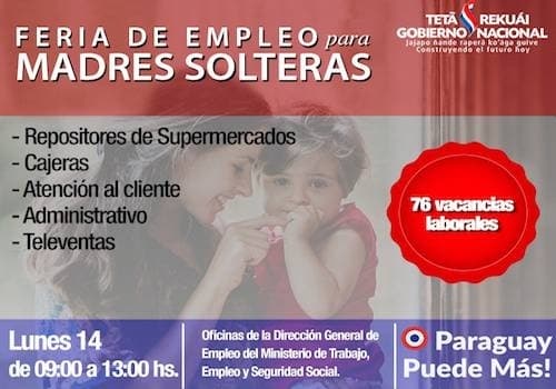 Ofrecen empleos para madres solteras este lunes