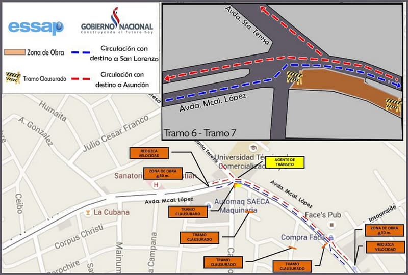 Desde mañana cerrarán tramos de avenida Mariscal López