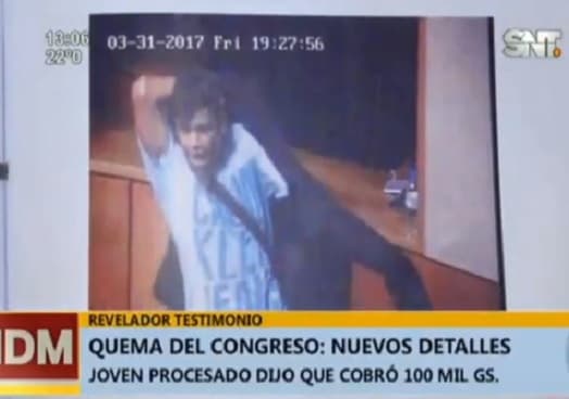 Joven asegura que cobró G. 100 mil para quemar el Congreso