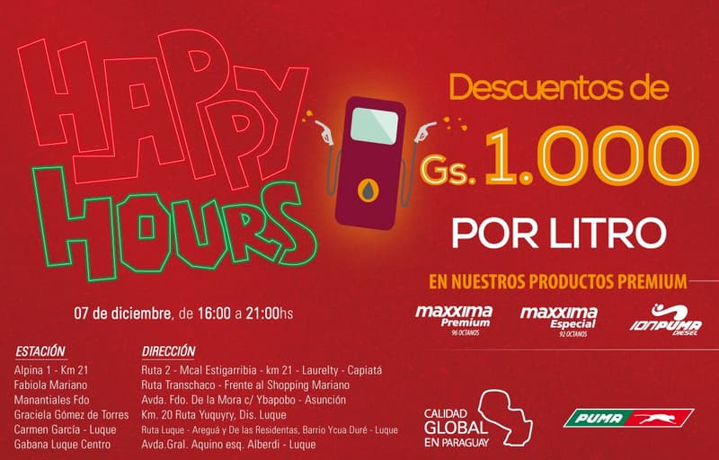 Puma Energy contará con Happy Hours en productos premiun