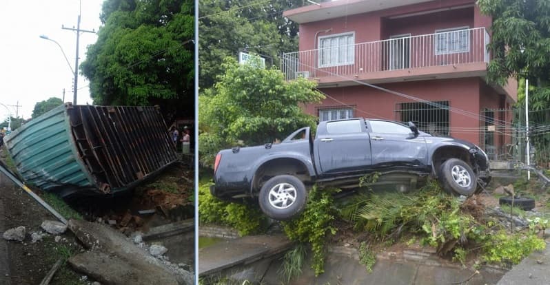 Camión causa accidente y hasta ingresa en vivienda