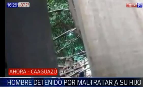 Ató a su hijo a un árbol para golpearlo