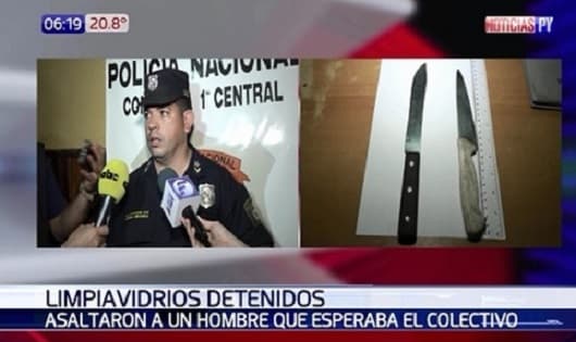 Limpiavidrios asaltan con cuchillo de cocina y son detenidos