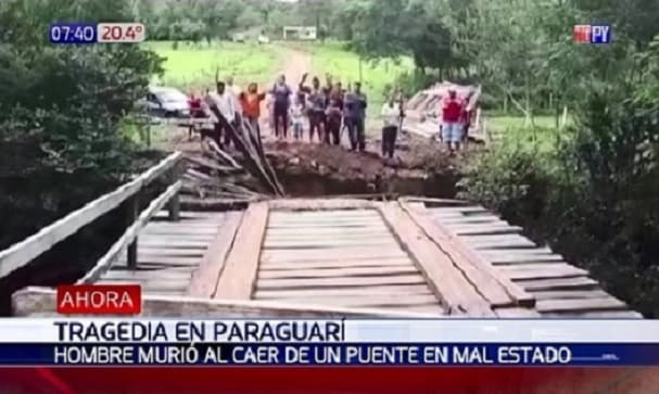 Hombre muere al caer de puente en mal estado