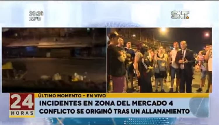 Allanamiento genera batalla campal en el Mercado 4