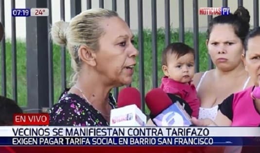 Pobladores del barrio San Francisco denuncian tarifazo de la ANDE