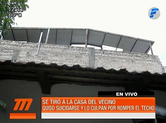 Intentó suicidarse pero terminó dañando el techo del vecino