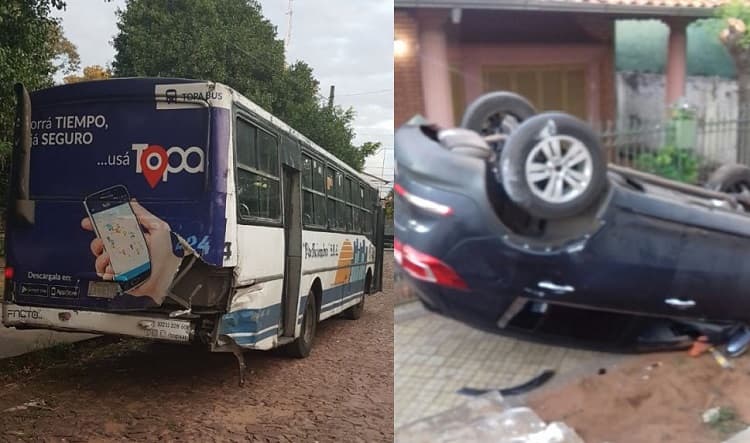 Futbolista ebrio chocó contra bus