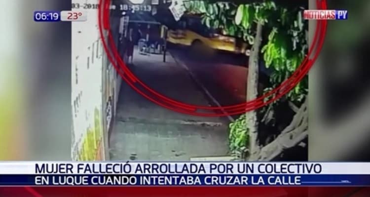 Mujer muere arrollada por bus en Luque