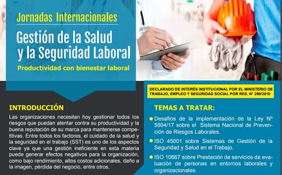 Invitan a jornadas internacionales de salud y seguridad ocupacional