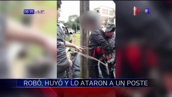 Joven terminó atado a un poste tras intentar robar bicicleta