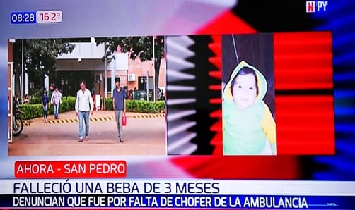 Beba de tres meses muere por falta de ambulancia
