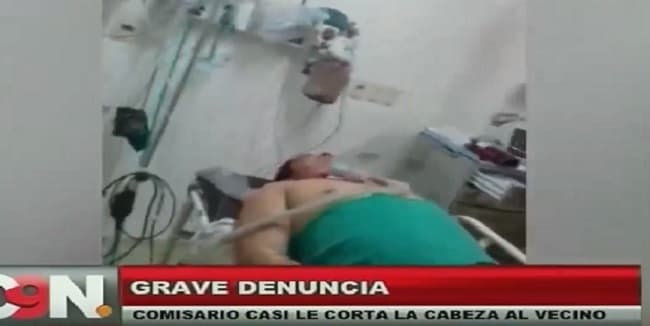 Comisario acuchilló a su vecino, denuncian