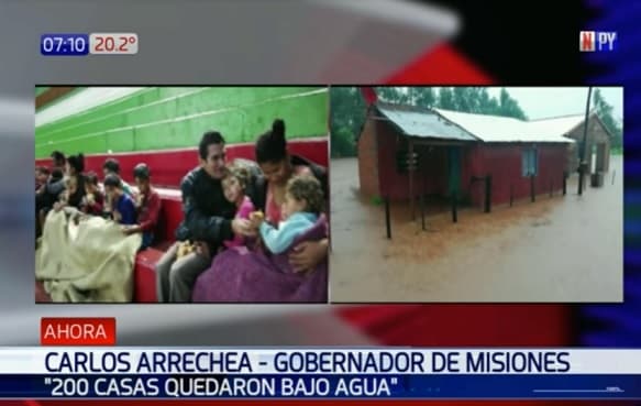 Unas 70 viviendas sufren daños por temporal en distrito de Misiones