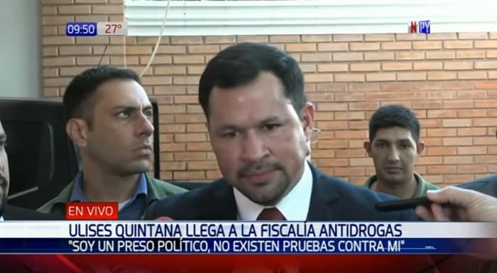 Quintana asegura ser "preso político" y culpa a Zacarías Irún