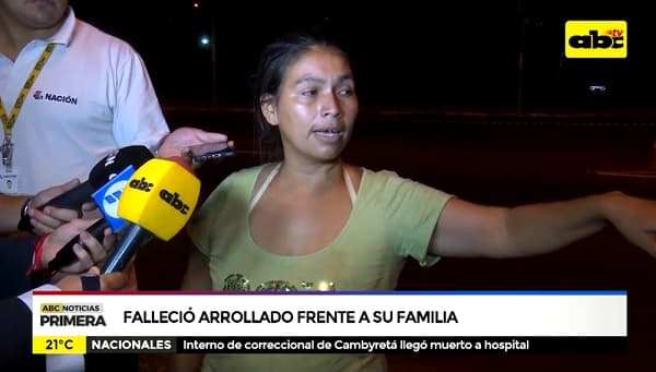 Hombre muere arrollado frente a su familia