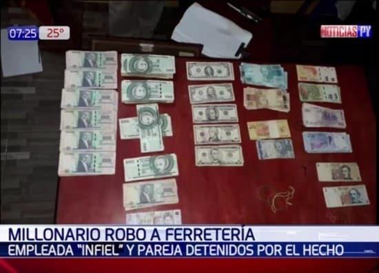 Capturan a empleada por robo de G. 800 millones