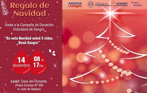 Proponen regalar vida donando sangre en Navidad