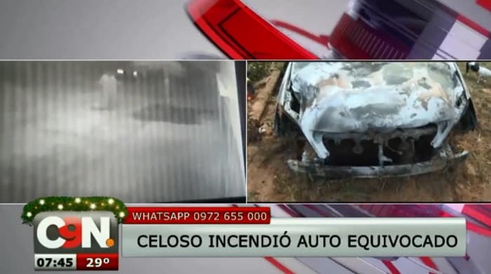Hombre incendia auto equivocado por celos