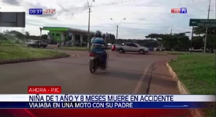 Niña muere al viajar con su padre y hermano en moto