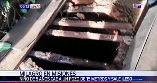 Niño cae a pozo de 15 metros y resulta ileso