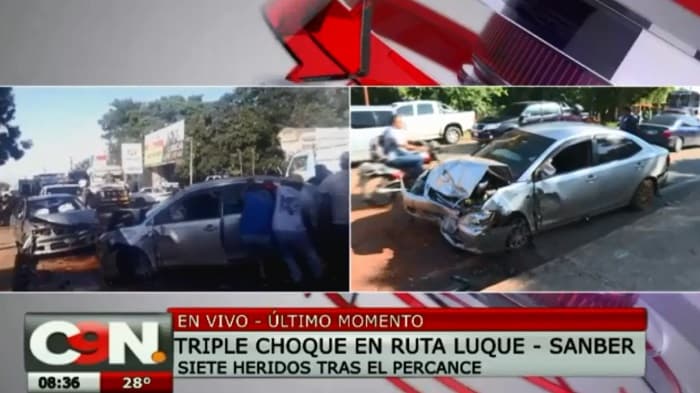 Triple choque deja siete heridos