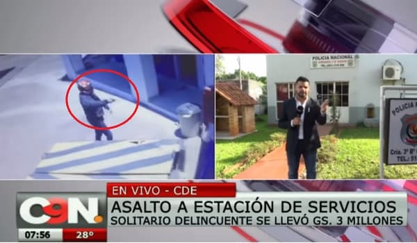 Solitario delincuente asalta estación de servicios en el este
