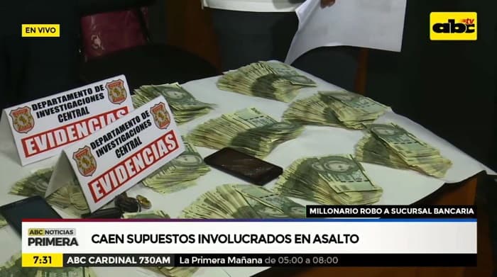 Detienen a sospechosos de millonario asalto en sucursal bancaria