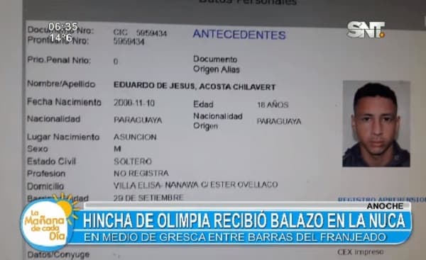 Balean en la nuca a hincha de Olimpia