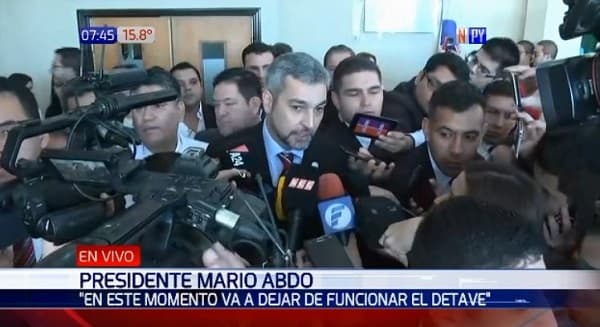 Escándalo de coimas obliga a suspender funcionamiento del Detave