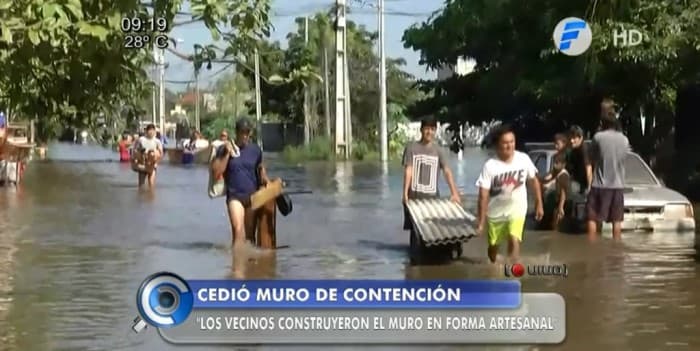 Muro de contención del río Paraguay cede y afecta a 250 familias
